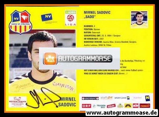 Autogramm Fussball | SKN St. Pölten | 2008 | Mirnel SADOVIC
