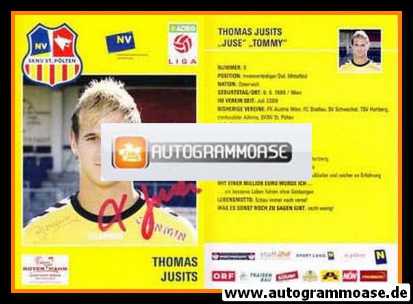 Autogramm Fussball | SKN St. Pölten | 2008 | Thomas JUSITS