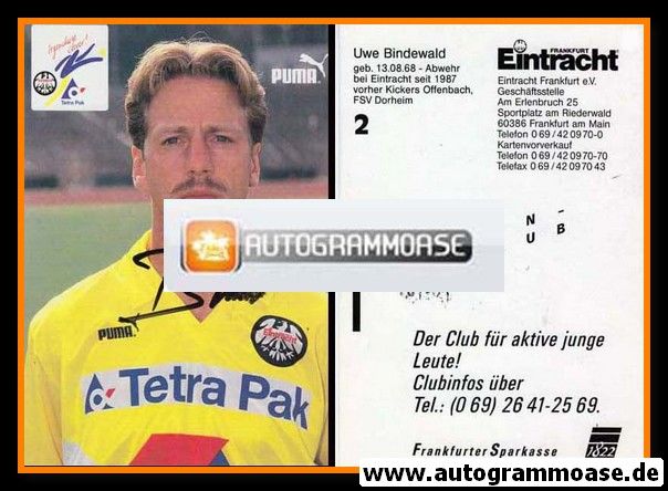 Autogramm Fussball | Eintracht Frankfurt | 1995 | Uwe BINDEWALD