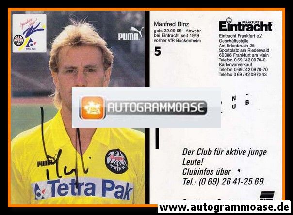 Autogramm Fussball | Eintracht Frankfurt | 1995 | Manfred BINZ