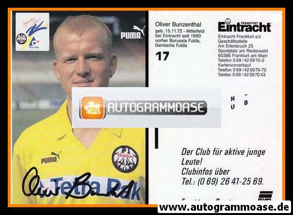 Autogramm Fussball | Eintracht Frankfurt | 1995 | Oliver BUNZENTHAL