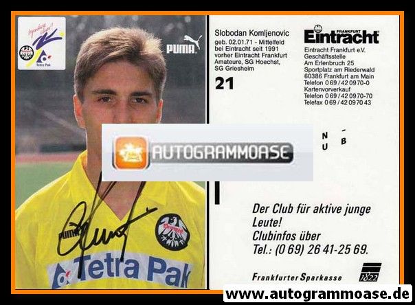 Autogramm Fussball | Eintracht Frankfurt | 1995 | Slobodan KOMLJENOVIC