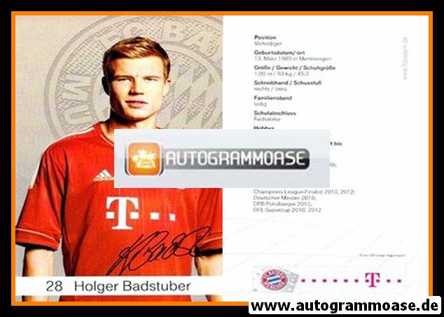 Autogramm Fussball | FC Bayern München | 2012 Druck | Holger BADSTUBER