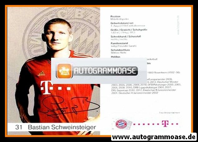 Autogramm Fussball | FC Bayern München | 2012 Druck | Bastian SCHWEINSTEIGER