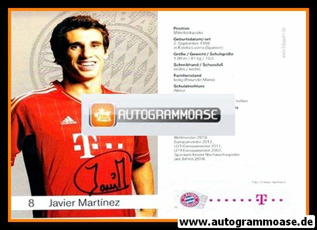 Autogramm Fussball | FC Bayern München | 2012 Druck | Javier MARTINEZ