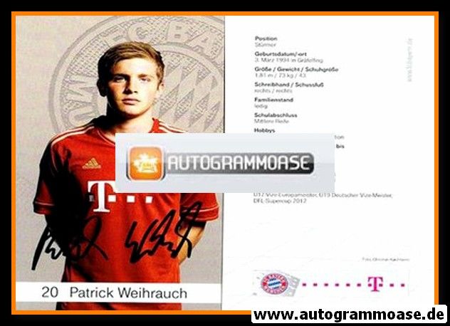 Autogramm Fussball | FC Bayern München | 2012 | Patrick WEIHRAUCH