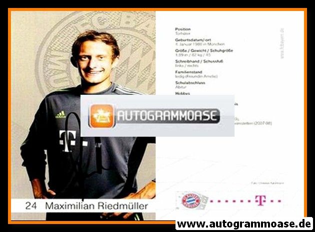 Autogramm Fussball | FC Bayern München | 2012 | Maximilian RIEDMÜLLER