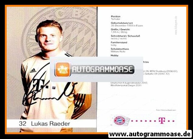 Autogramm Fussball | FC Bayern München | 2012 | Lukas RAEDER