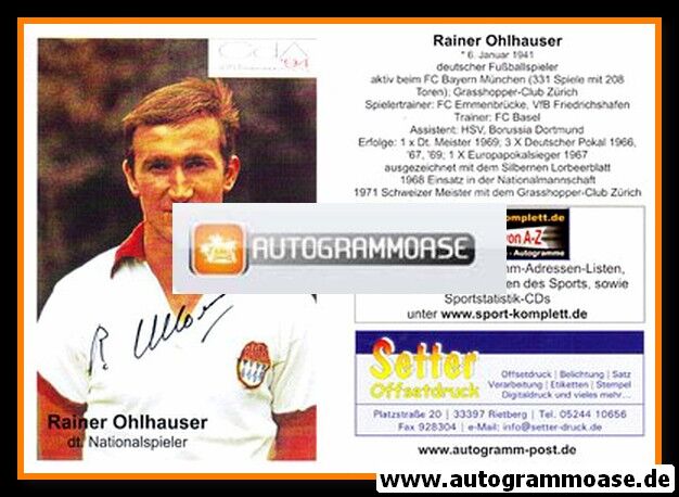 Autogramm Fussball | FC Bayern München | 1970er Retro | Rainer OHLHAUSER (Portrait Color CdA)