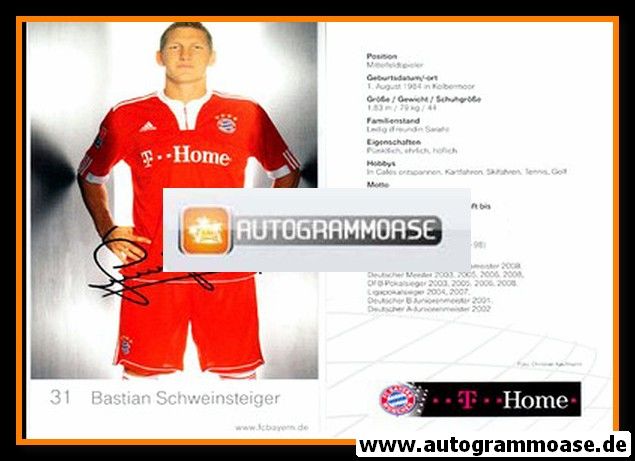 Autogramm Fussball | FC Bayern München | 2009 Druck | Bastian SCHWEINSTEIGER