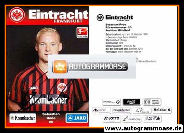 Autogramm Fussball | Eintracht Frankfurt | 2012 | Sebastian RODE
