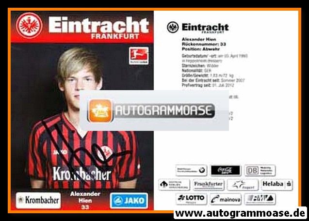 Autogramm Fussball | Eintracht Frankfurt | 2012 | Alexander HIEN