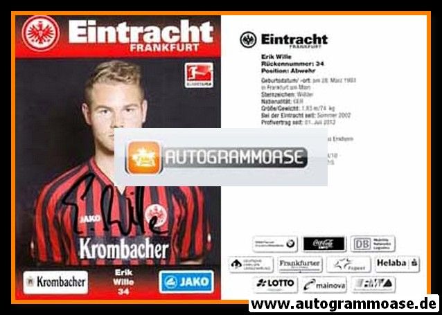 Autogramm Fussball | Eintracht Frankfurt | 2012 | Erik WILLE