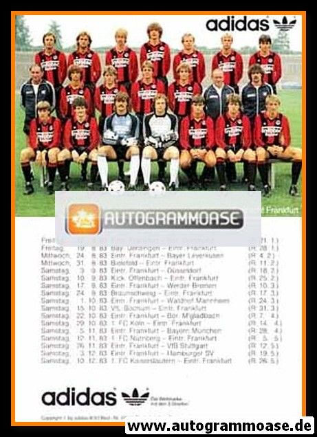 Mannschaftskarte Fussball | Eintracht Frankfurt | 1983 Adidas