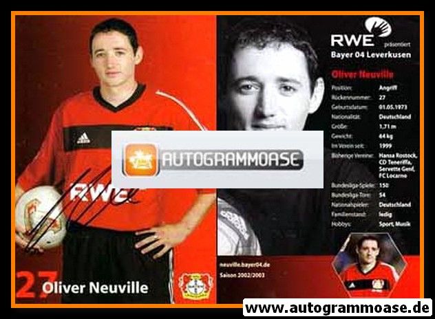 Autogramm Fussball | Bayer Leverkusen | 2002 | Oliver NEUVILLE