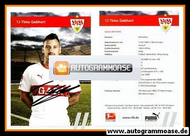 Autogramm Fussball | VfB Stuttgart | 2011 | Timo GEBHART