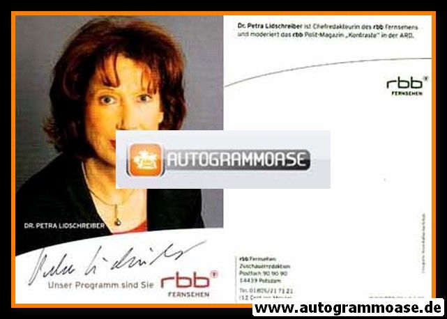 Autogramm TV | RBB | Petra LIDSCHREIBER | 2010er "Kontraste"