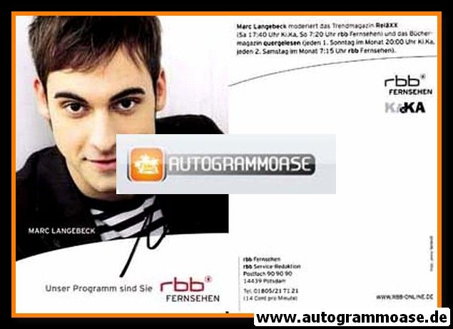 Autogramm TV | RBB | Marc LANGEBECK | 2010er "ReläXX / Quergelesen"