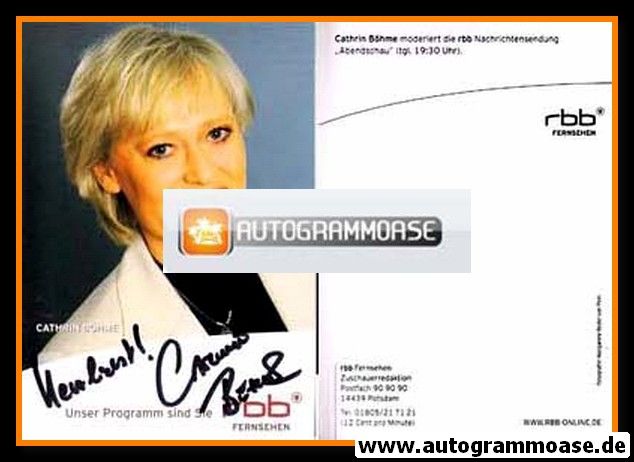Autogramm TV | RBB | Cathrin BÖHME | 2010er "Abendschau" (Pein)