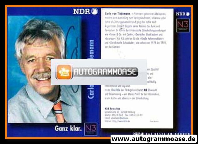 Autogramm TV | N3 | Carlo VON TIEDEMANN | 1990er (Portrait Color) Mundry