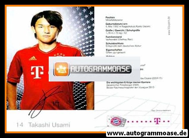 Autogramm Fussball | FC Bayern München | 2011 Druck | Takashi USAMI