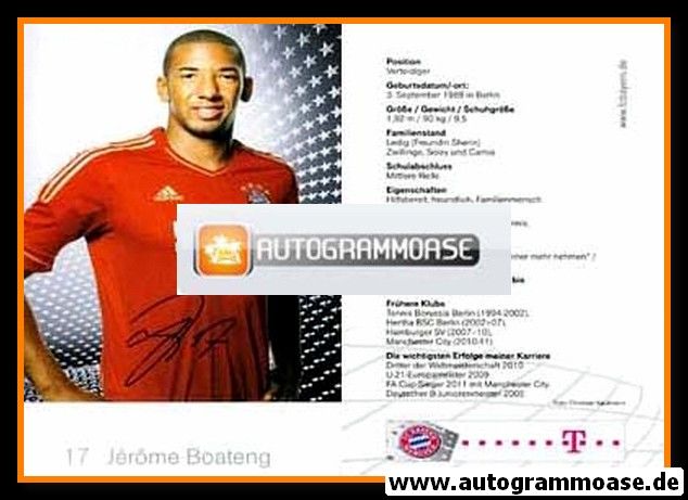 Autogramm Fussball | FC Bayern München | 2011 Druck | Jerome BOATENG