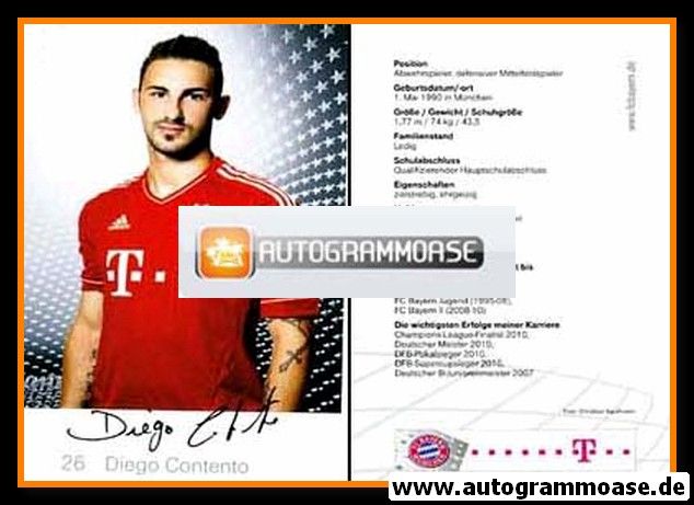 Autogramm Fussball | FC Bayern München | 2011 Druck | Diego CONTENTO