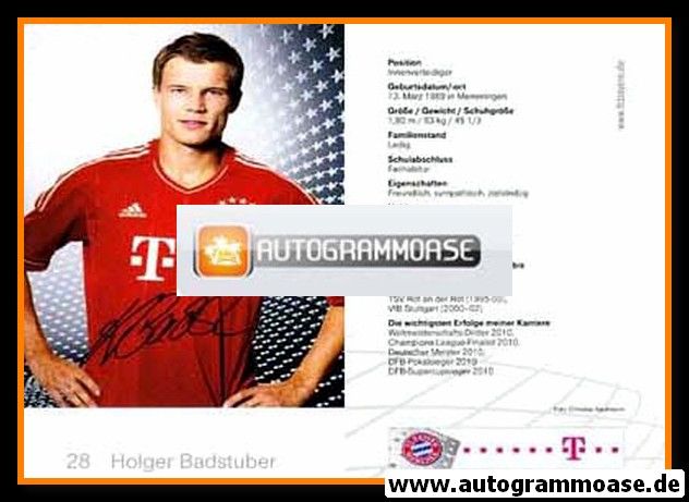 Autogramm Fussball | FC Bayern München | 2011 Druck | Holger BADSTUBER