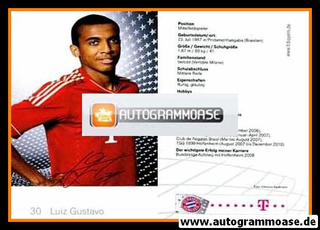 Autogramm Fussball | FC Bayern München | 2011 Druck | Luiz GUSTAVO