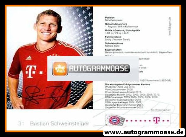 Autogramm Fussball | FC Bayern München | 2011 Druck | Bastian SCHWEINSTEIGER