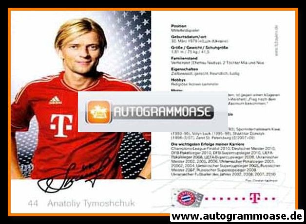 Autogramm Fussball | FC Bayern München | 2011 Druck | Anatoliy TYMOSHCHUK