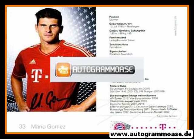 Autogramm Fussball | FC Bayern München | 2011 | Mario GOMEZ