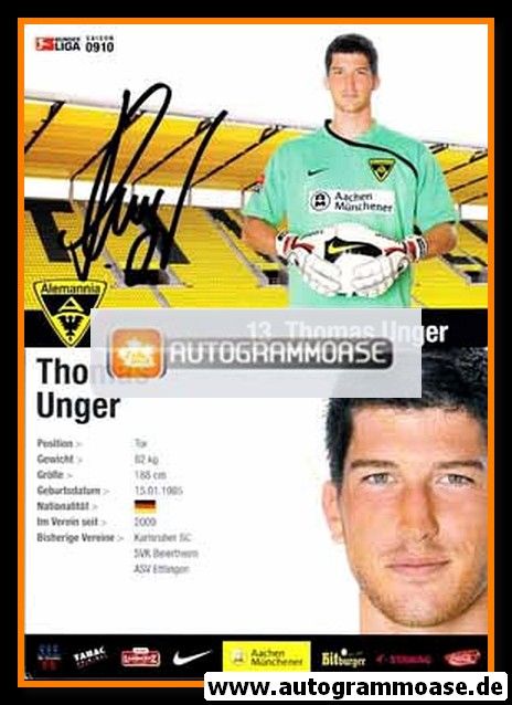 Autogramm Fussball | Alemannia Aachen | 2009 | Thomas UNGER