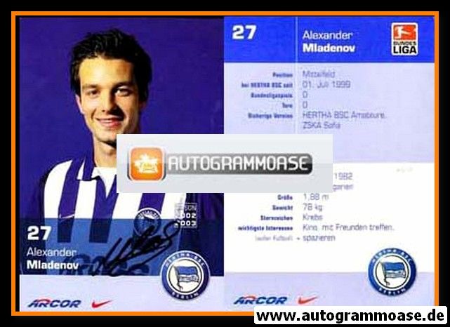 Autogramm Fussball | Hertha BSC Berlin | 2002 | Alexander MLADENOV