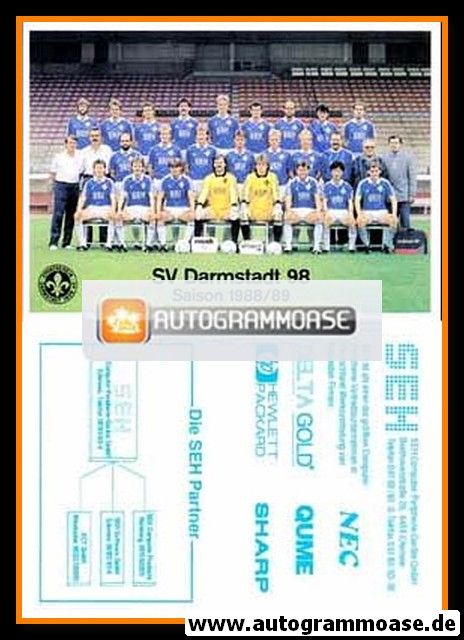 Mannschaftskarte Fussball | SV Darmstadt 98 | 1988