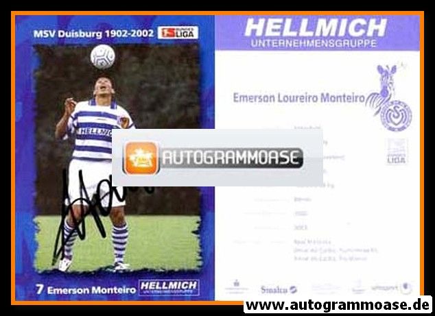 Autogramm Fussball | MSV Duisburg | 2002 | Emerson MONTEIRO