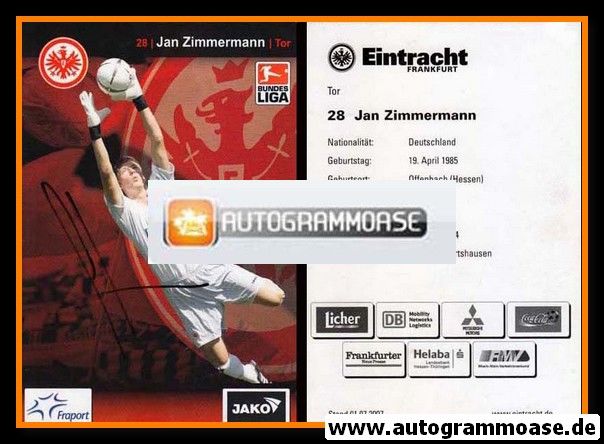 Autogramm Fussball | Eintracht Frankfurt | 2007 | Jan ZIMMERMANN