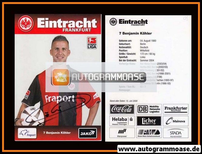 Autogramm Fussball | Eintracht Frankfurt | 2008 | Benjamin KÖHLER