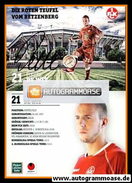 Autogramm Fussball | 1. FC Kaiserslautern | 2012 | Pierre DE WIT