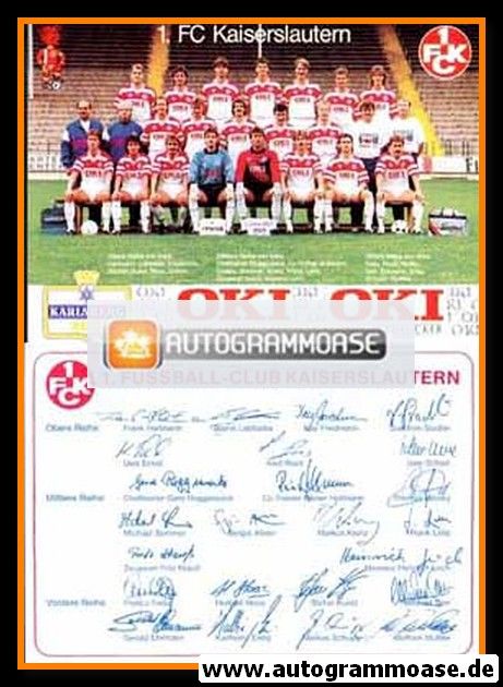 Mannschaftskarte Fussball | 1. FC Kaiserslautern | 1989 OKI