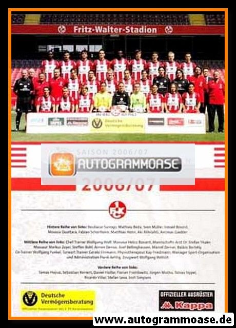 Mannschaftskarte Fussball | 1. FC Kaiserslautern | 2006