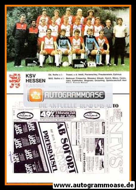 Mannschaftskarte Fussball | KSV Hessen Kassel | 1985 + AG Kahlhofen