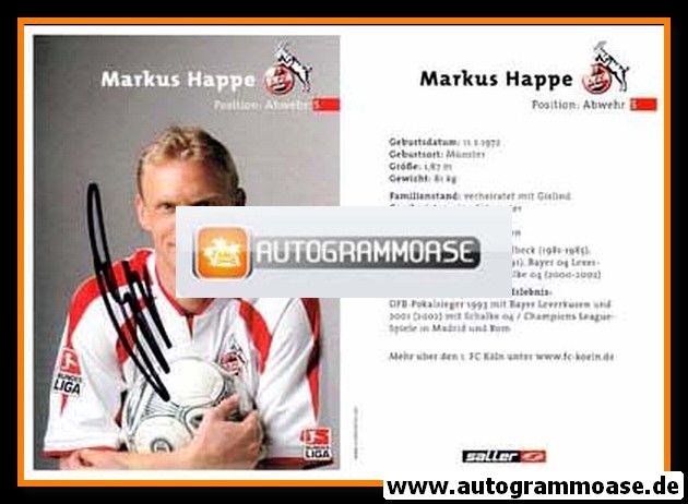 Autogramm Fussball | 1. FC Köln | 2003 | Markus HAPPE