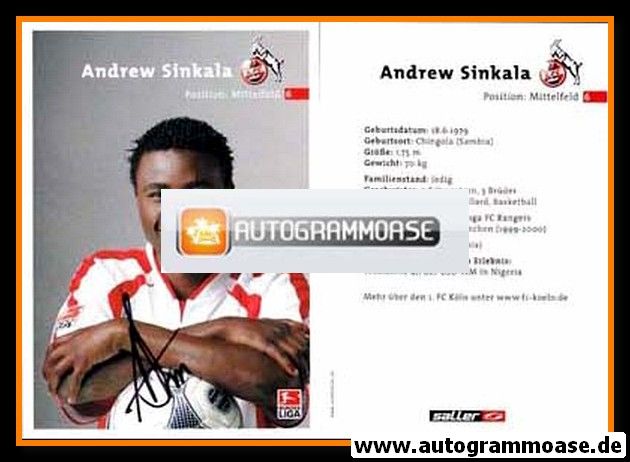 Autogramm Fussball | 1. FC Köln | 2003 | Andrew SINKALA