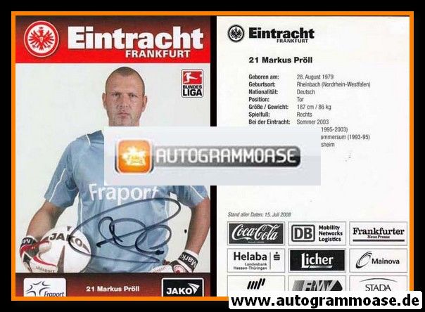 Autogramm Fussball | Eintracht Frankfurt | 2008 | Markus PRÖLL