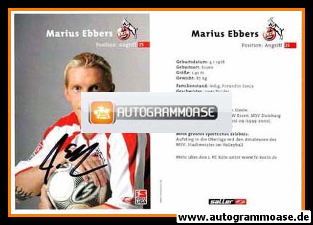 Autogramm Fussball | 1. FC Köln | 2003 | Marius EBBERS