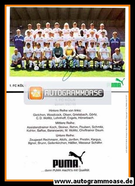 Mannschaftskarte Fussball | 1. FC Köln | 1987 Puma + AG Illgner