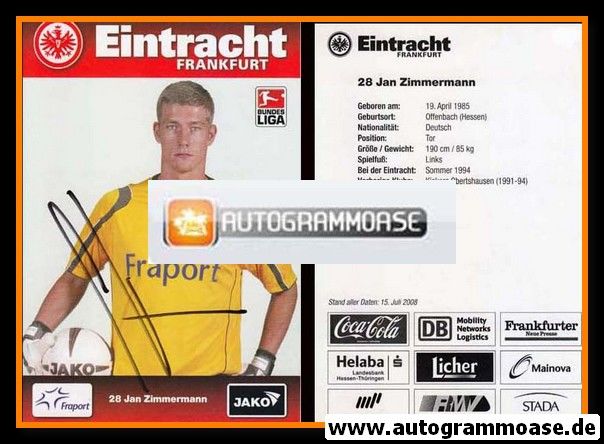 Autogramm Fussball | Eintracht Frankfurt | 2008 | Jan ZIMMERMANN