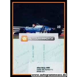 Autogramm Formel 1 | Allen BERG | 1986 Foto (Rennszene Alfa Romeo)