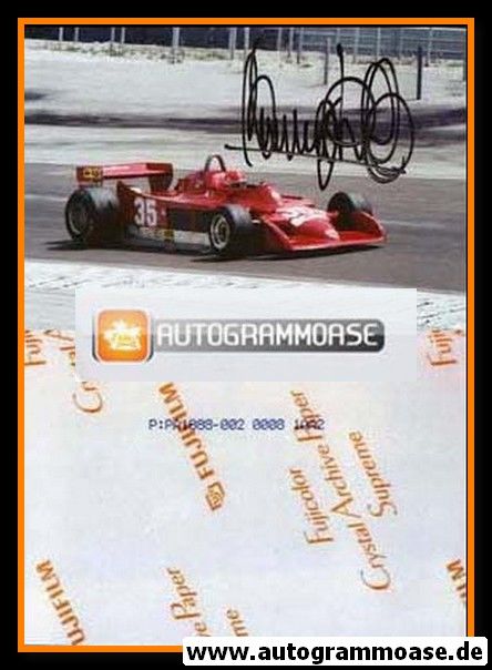 Autogramm Formel 1 | Bruno GIACOMELLI | 1980er Foto (Rennszene GP Frankreich Alfa Romeo)